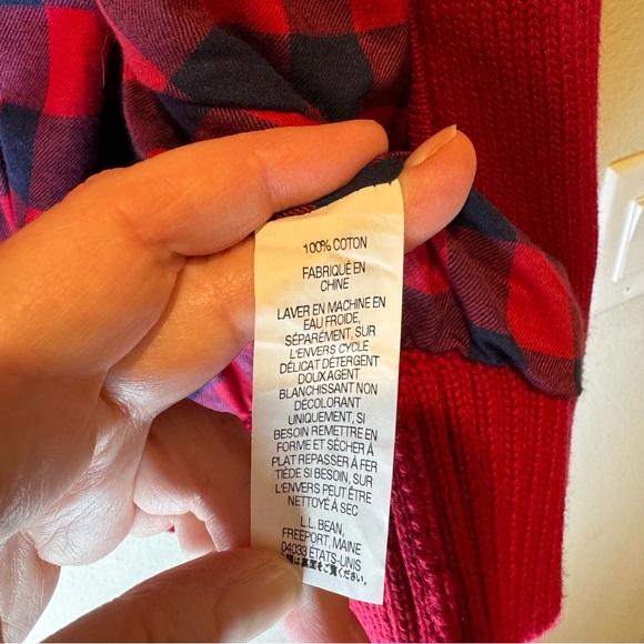 Men’s LL Bean Flannel Plaid Lined Full Zip Sweater Red Sweater XL 278929 - Picture 6 of 6